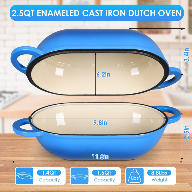 LIFERUN 2.37 L Dutch Oven, Red