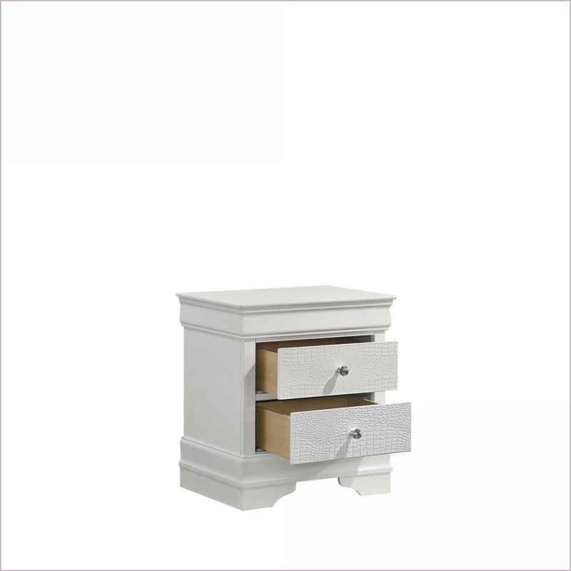 Blaze Modern 2-Drawer Wood Nightstand in White, White