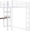Lit mezzanine double en métal avec 2 tablettes et 1 bureau, blanc-46120728