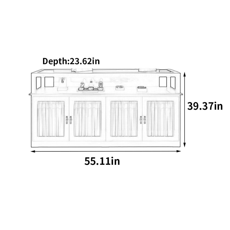Armoire pour îlot central clair et luxueux, H 39,37 po x l 55,11 po x P 23,62 po