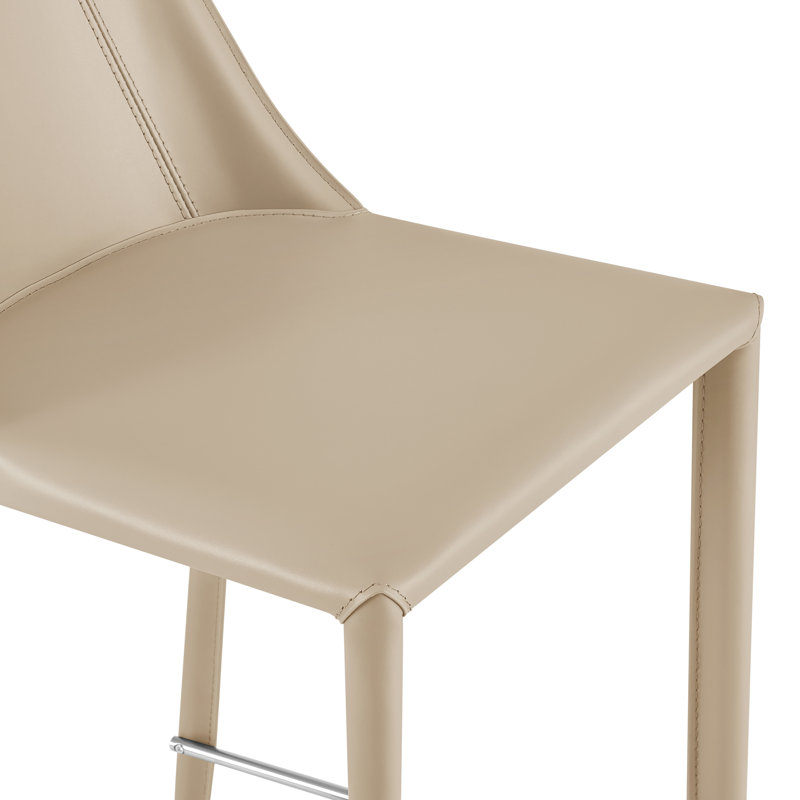 Carramar Upholstered Stool with Metal Frame, Bar Stool (30" Seat Height), Taupe