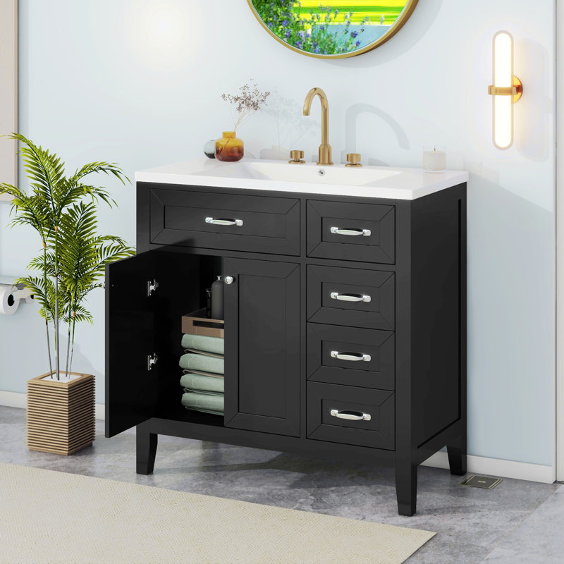 Rangement pour salle de bain Krashna, Noir