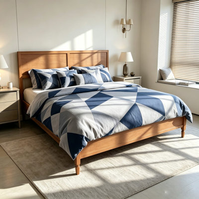 Wooden Platform Bed with Headboard