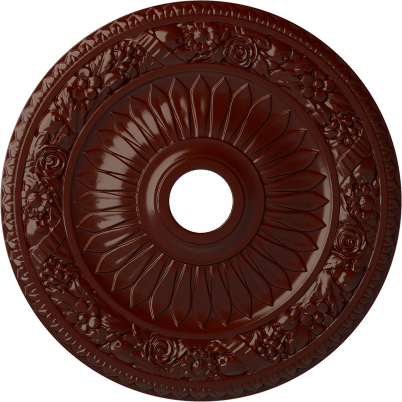 Endurathane Bellona Ceiling Medallion, 23 5/8"OD x 3 5/8"ID x 1 1/8"P (Fits Canopies up to 3 5/8"), Hand-Painted Brushed Mahogany Finish