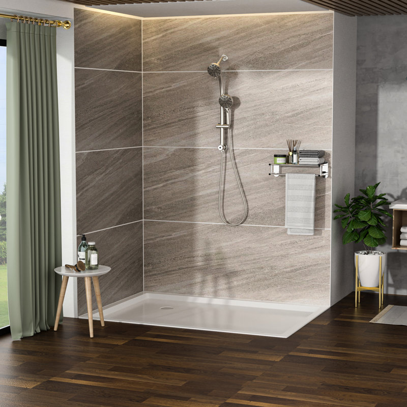 Ensemble de pomme de douche à effet de pluie 4,7 po et douche à main 8 po, tuyau en acier inoxydable, support réglable, double fonction nickel brossé double, pomme de douche, angle