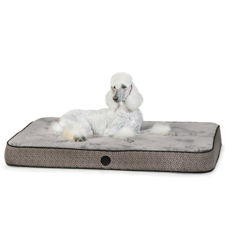 Animal Print Orthopedic Fleece Pet Bed, Large (50" W x 40" D x 5" H), Gray