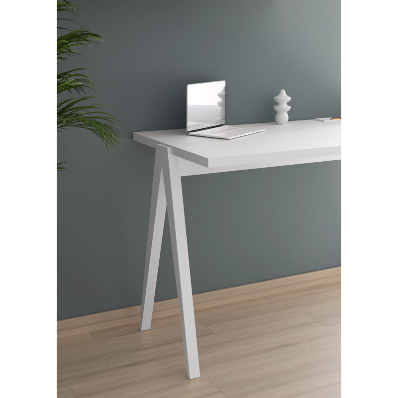 Dikili Solid Wood Base Writing Desk, White