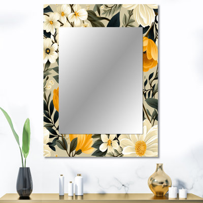 Retro Floral Revival Botanical Pattern - Botanical Mirror Wall Decor