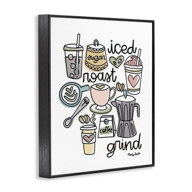 Giclée encadrée de différents types de café, design par Mandy Ford Art + Illustration, Noir, H 30 po x l 24 po