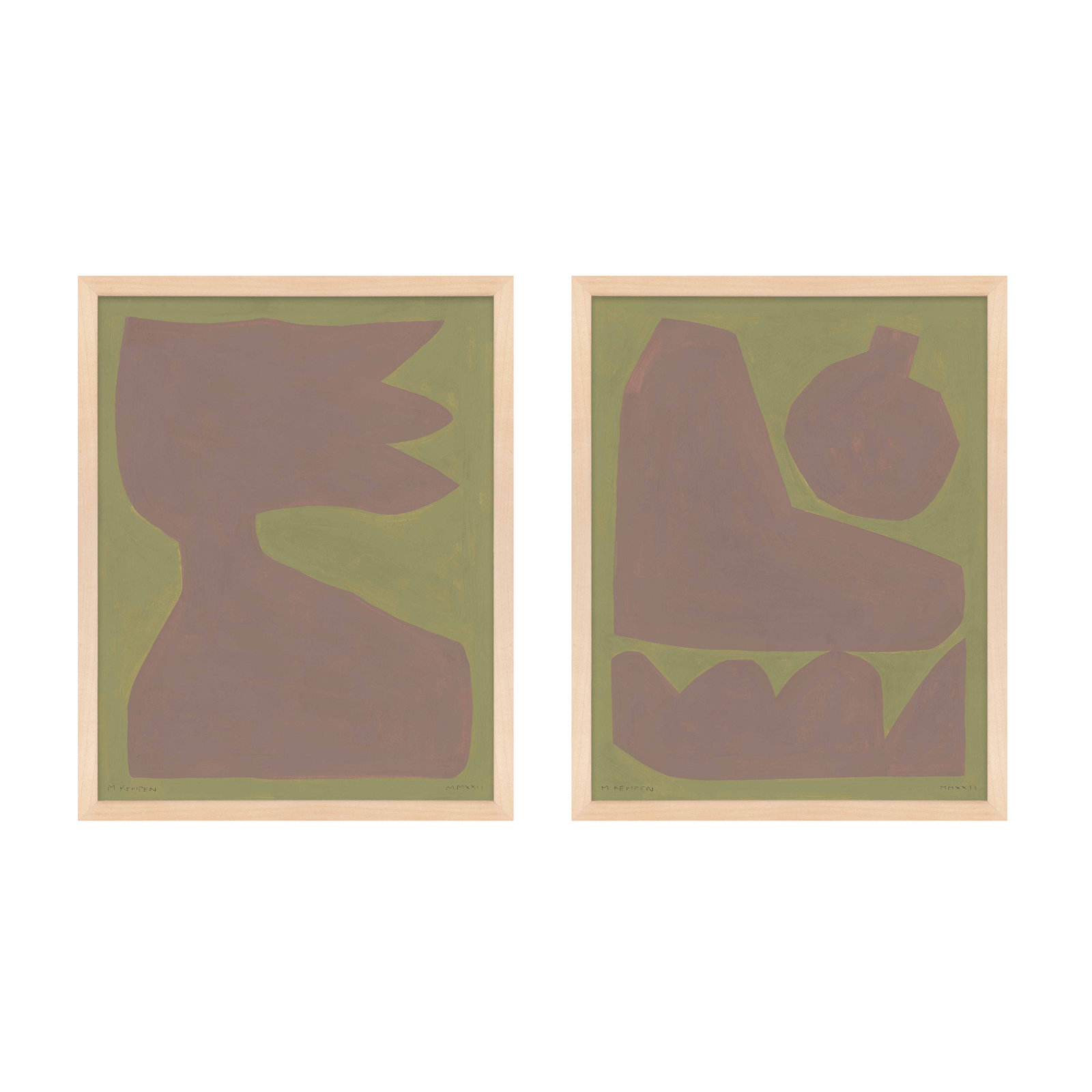 Ash 3 & 4. by Michael Kempen, Maple Framed, 25"H x 20"W x 1.25"D