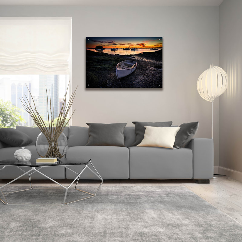 Art mural en verre Breakwater Bay «The Muddy Dinghy» par Rick Berk, H 24 po x l 36 po x P 0,2 po