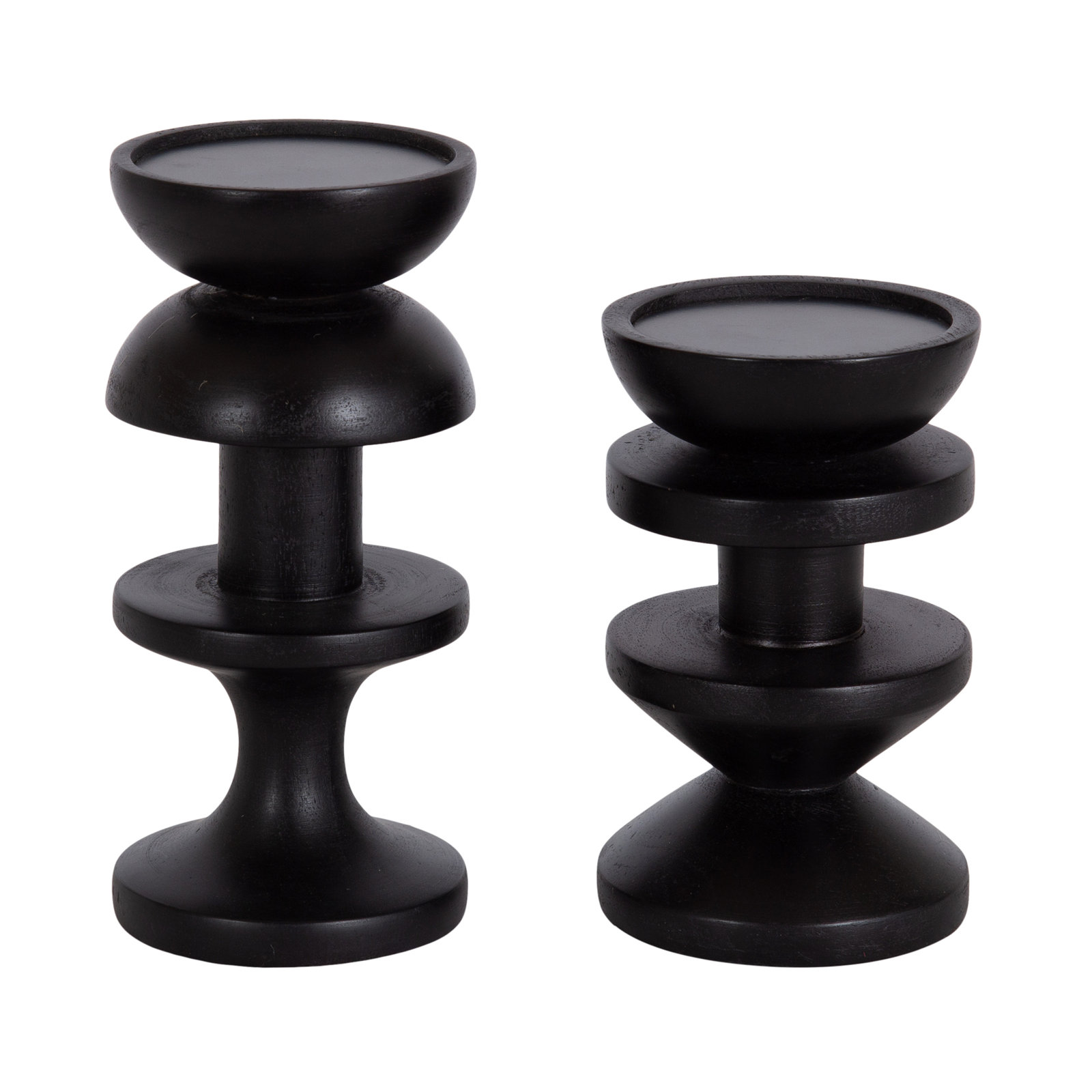 Wood Tabletop Candlestick, Black