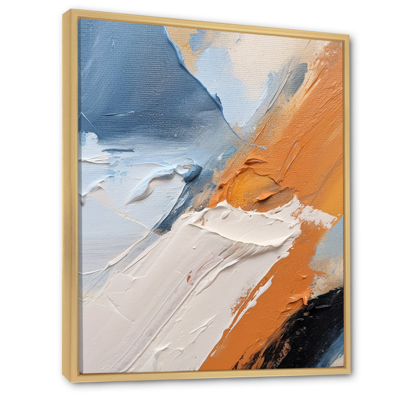 Orange tristesse - peinture abstraite, art mural, salon, Cadre naturel flottant, H 32 po x l 24 po x P 1 po
