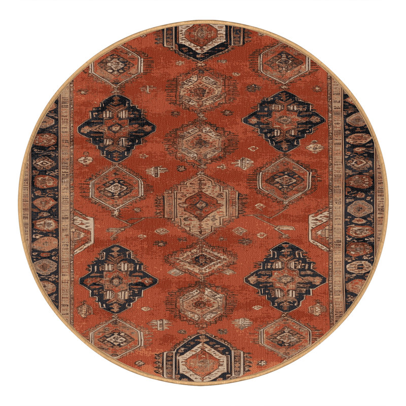 Tapis brun lavable à la machine, Rond 6 pi