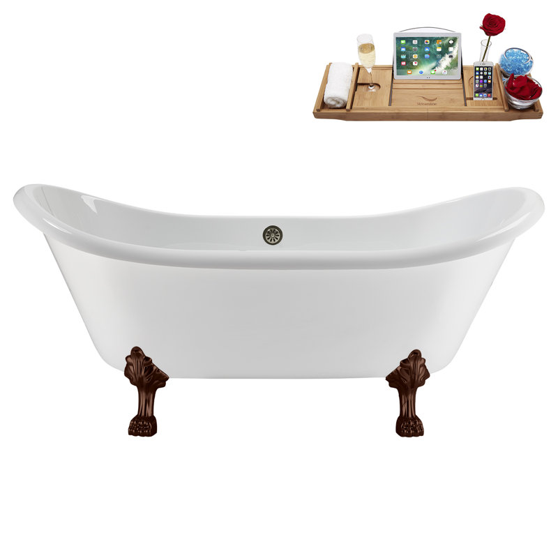 71" Streamline Clawfoot Tub,Tray,Drain and Clawfeet, Oil Bronze, Brushed Nickel