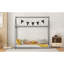 Lit simple en bois, gris