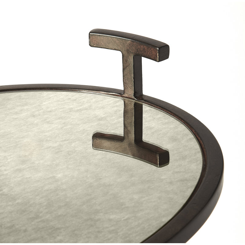 Ciro Metal & Mirrored Side Table, Bronze