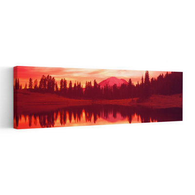 Reflet des arbres dans l'eau, lac Tipsoo, Mont Rainier, Parc national du Mont Rainier, État de Washington, forêt abstraite contemporaine, art mural