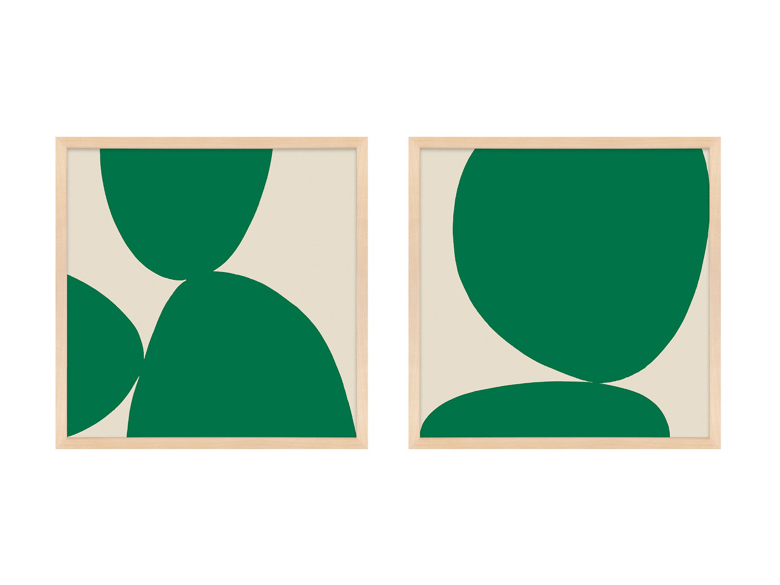 Green Ink. Set Of 2 by Lee Lessem, 24" H x 24" W x 1.25" D, Maple Framed