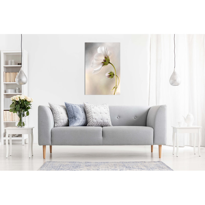 White Cosmos Flower - Wrapped Canvas Painting, 91cm H x 61cm W