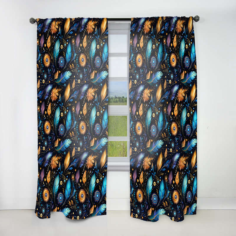 Cosmic Nomad Boho Motif III - Rideau abstrait Boho - Rideau abstrait obscurcissant - 1 panneau, L 52 po x L 108 po