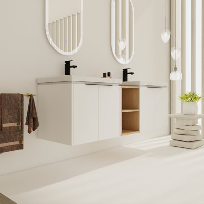 Dilek 60" Wall-Mounted Double Bathroom Vanity Set