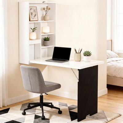Stylish Convertible Writing Desk,Wall Mounted Design Office Desk,Gaming Desk,Foldable Computer Desk,Dining Table with Side Writing Blackboard(Only including Office Desk)