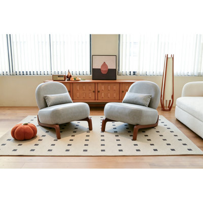 Mignon fauteuil d'appoint avec pieds en bois massif, fauteuil de salon en similicuir avec coussin moelleux, fauteuil de chambre confortable, fauteuil de lecture confortable pour appartement, salle d'attente, balcon, escalier de 2 (bleu)