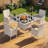 5-Piece Outdoor Rattan Dining Set With Cushions, Armchairs, And A Tempered-Glass Top Table-139313283