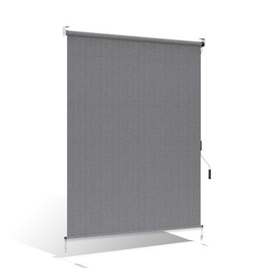 HOMEDEMO Outdoor Roller Shades for Patio, 84"W x 96"H Roll up Shade for Outside, Sun Roller Shade Cloth Roll blinds Cordless Waterproof for Porch Gazebo Pergola Balcony Backyard, Grey