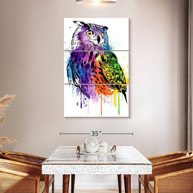 Brampt Owl Watercolor, 32" H x 20" W