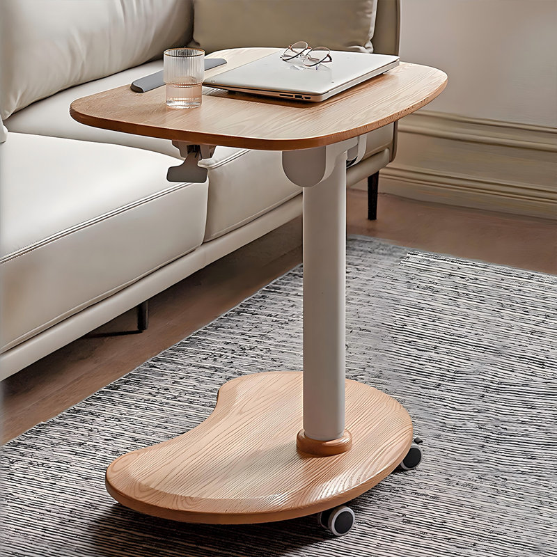 Minimalist Small Oak Mobile Height-Adjustable Desk