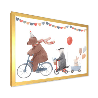 Animaux mignons à bicyclette
