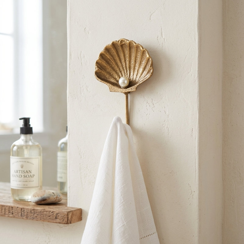 Mythra Golden Seashell Cast Iron Wall Hook