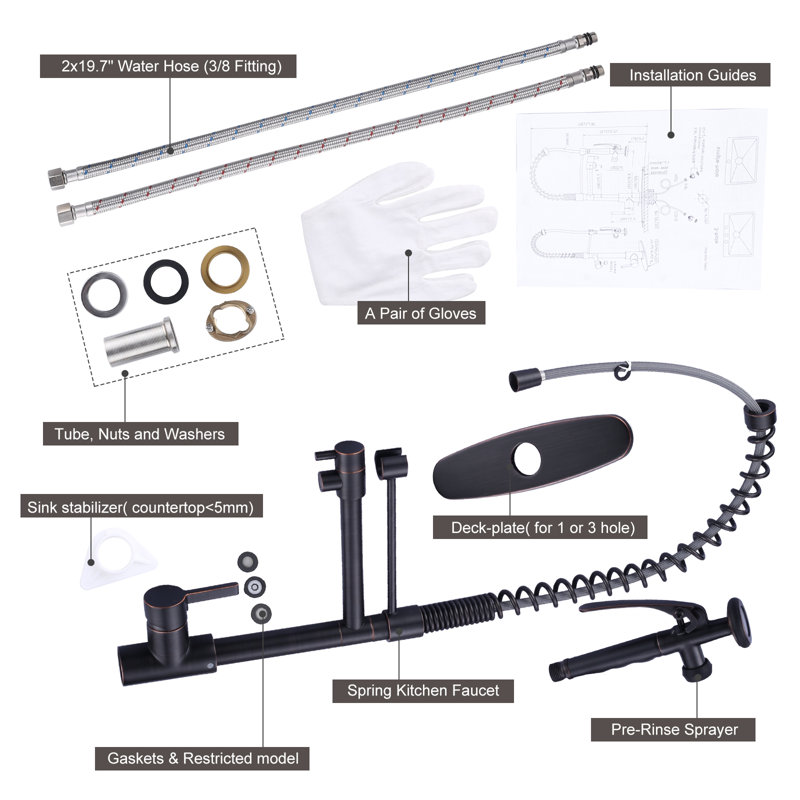 Oil Rubbed Bronze High-Arc Single Handle Kitchen Faucet with Pull-out Spray