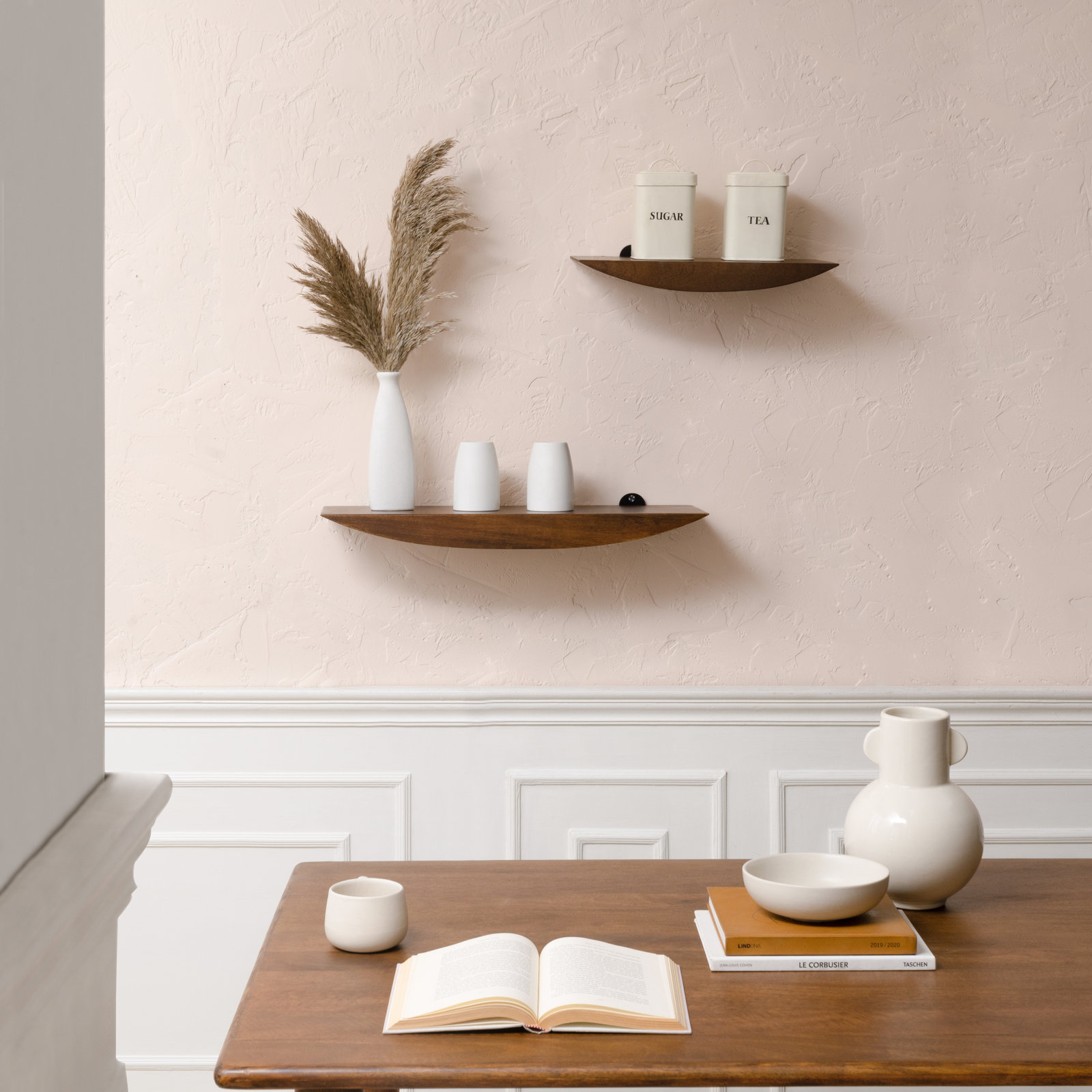 Oiva Set Of 2 Wall Mounted Shelves, Walnut