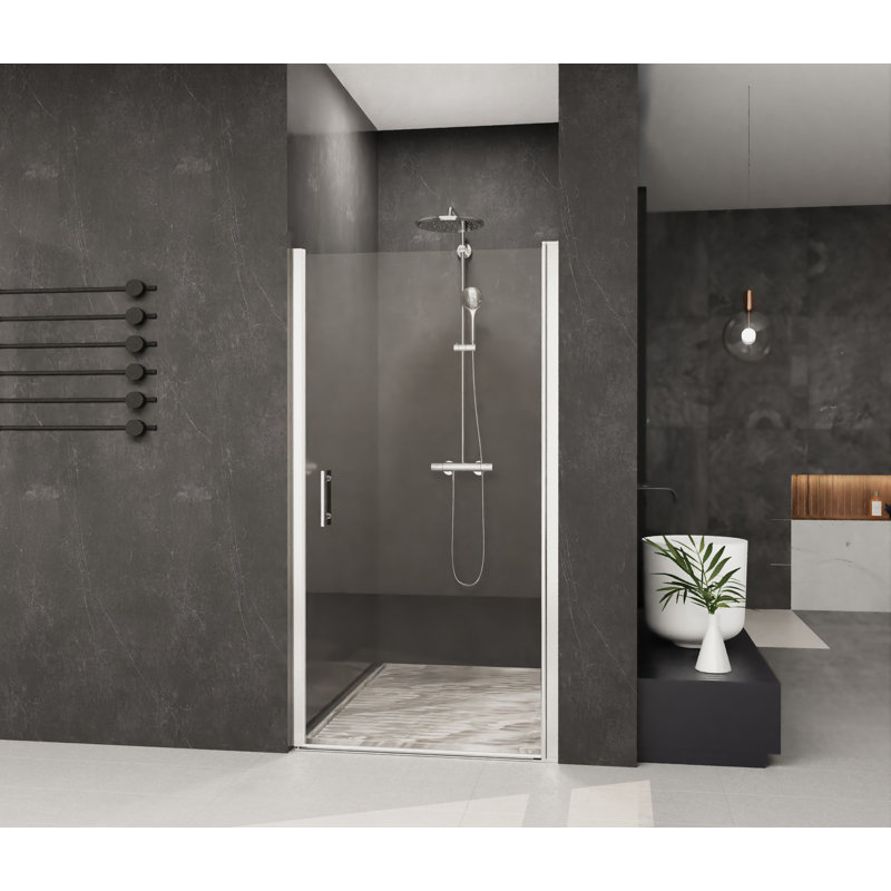 Écran de douche sans cadre en verre de 35 po de largeur x 72 po de hauteur avec verre trempé transparent de 1/4 po (6 mm), porte de douche
