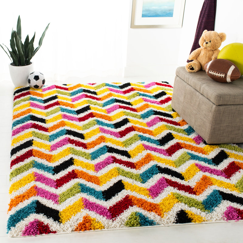 Sgk-Shag Kids Performance Chevron Rug, Rectangle 4' x 6'