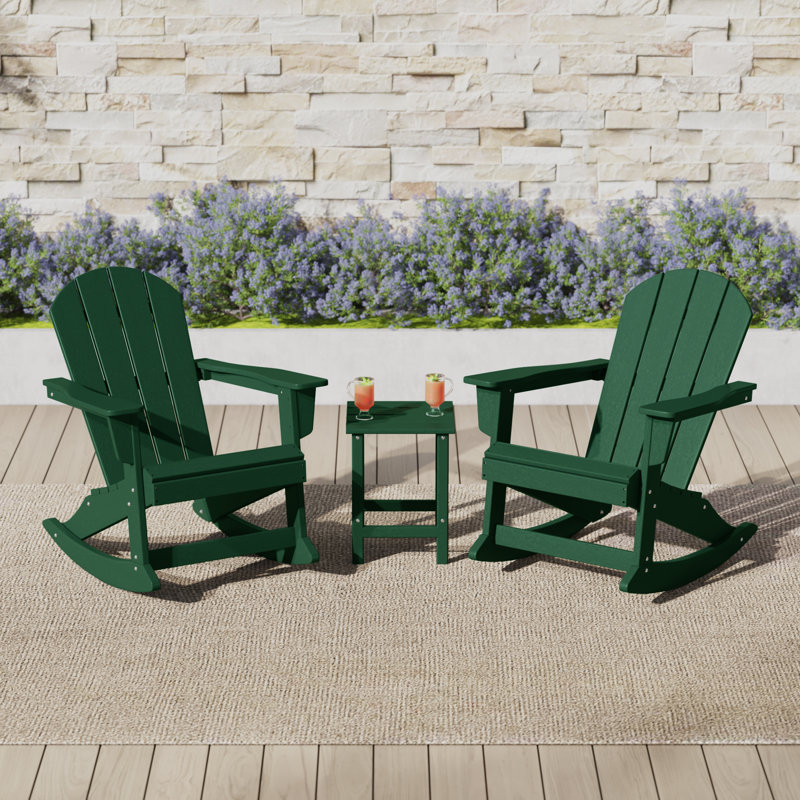 Laguna Rocking Outdoor Adirondack Chair With Table, Red