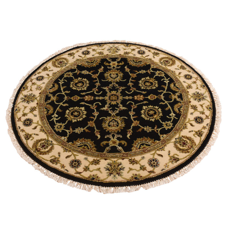 Tapis rond mi-laine et demi-soie noué à la main 4 pi 2 po x 4 pi 2 po CDB316BCDE2A4A4E4EC6B68372F73176