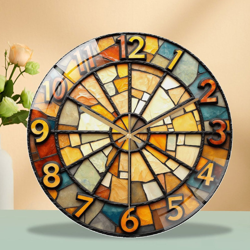 Horloge murale rétro en verre coloré vintage 12 po