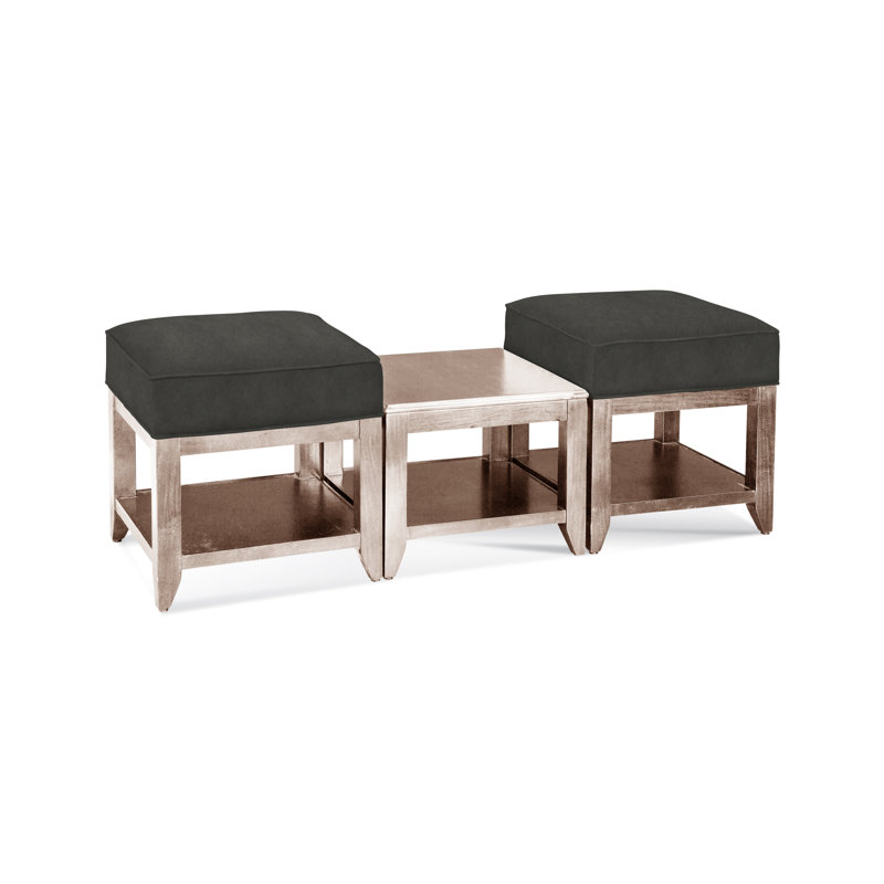 Elements Upholstered Cube Ottoman, Neutral Performance Plaid; 0121-93, Bisque