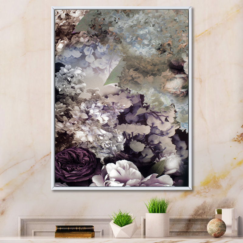 Tissu grung rose pâle en soie - reproduction sur toile, H 20 po x l 12 po, Cadre flottant blanc