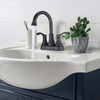 4 Inches Centerset Bathroom Faucet 360° Swivel Spout, With Pop Up Drain