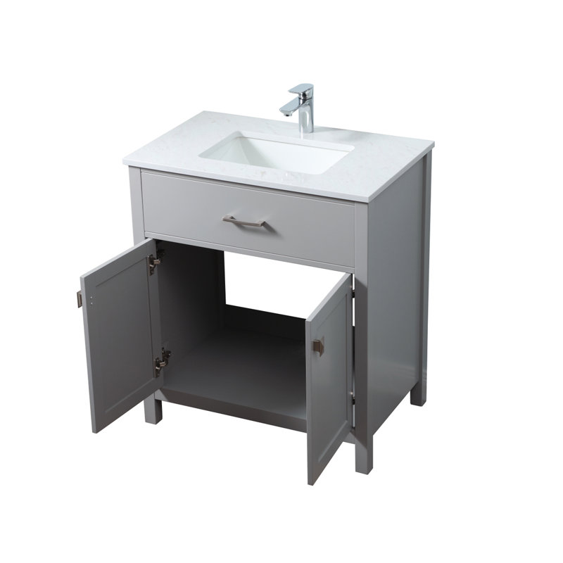 Harrison 30 " W Freestanding Standard Free Standing 1 Single Vanity Bathroom Vanity With Engineered Marble Top, Gray