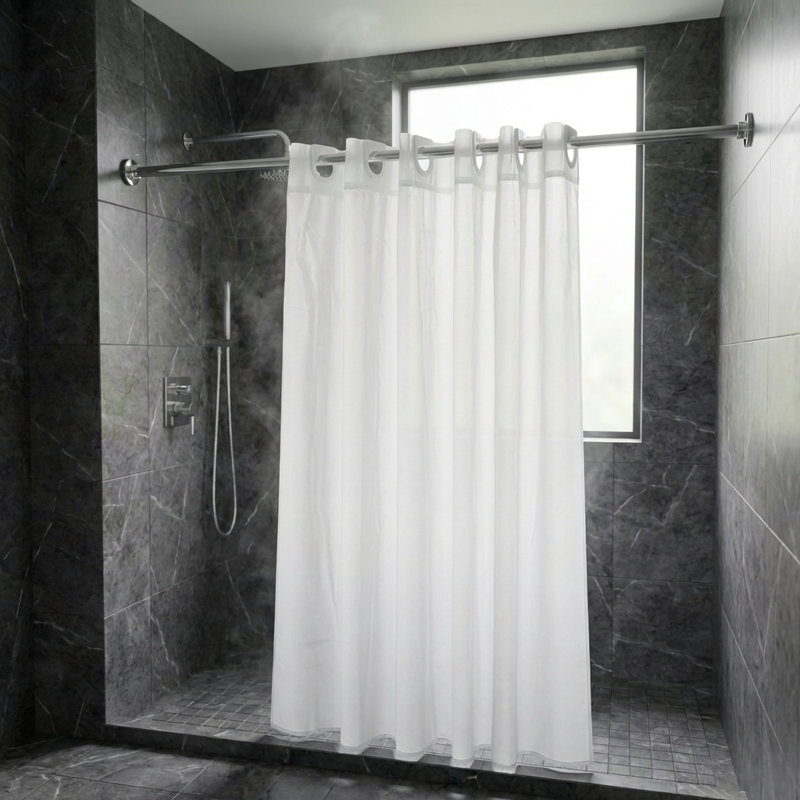 Hook 'N' Hang Polyester  Shower Curtain