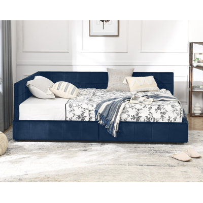 Full Size Sofa Bed Frame with Comfortable Backrest and Armrests,Storage Velvet Upholstered Tufted Bed Frame