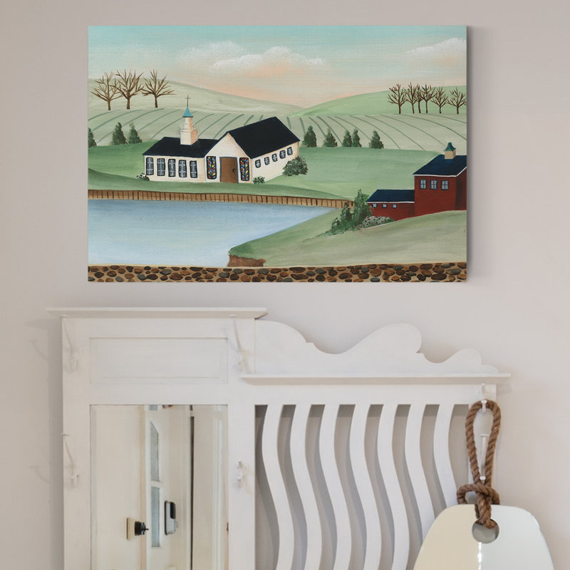 « Folk Church scene III », reproduction d’art sur toile tendue, H 48 po x l 32 po x P 1 po
