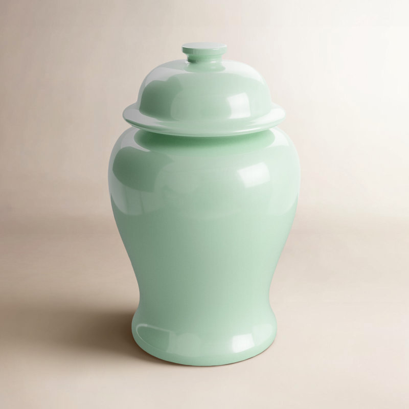 Ricki Ceramic Ginger Jar, 16.5", Green