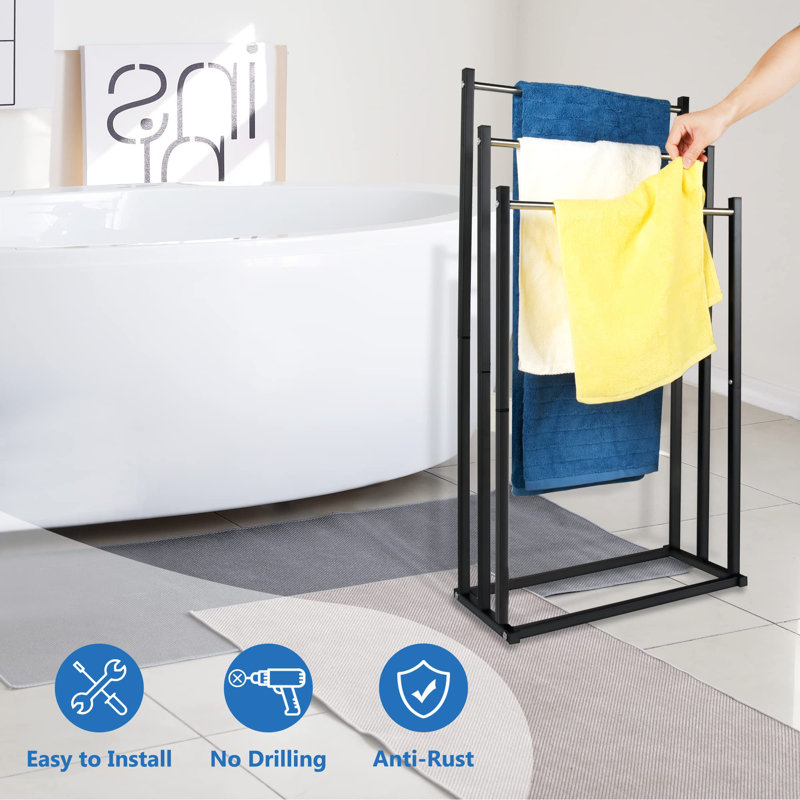 Porte-serviettes sur pied en acier inoxydable